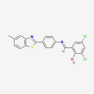 molecular formula C21H14Cl2N2OS B6091409 2,4-Dichloro-6-[(E)-{[4-(5-methyl-1,3-benzothiazol-2-YL)phenyl]imino}methyl]phenol 