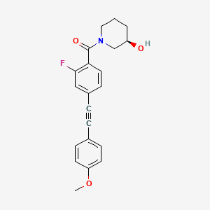 molecular formula C21H20FNO3 B609145 (R)-(2-fluoro-4-((4-methoxyphenyl)ethynyl)phenyl)(3-hydroxypiperidin-1-yl)methanone CAS No. 1443118-44-2