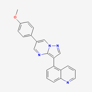 molecular formula C22H16N4O B609147 5-[6-(4-Methoxyphenyl)pyrazolo[1,5-a]pyrimidin-3-yl]quinoline CAS No. 1062368-49-3