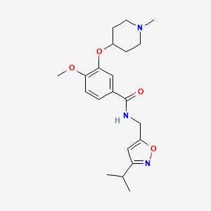 molecular formula C21H29N3O4 B609150 N-((3-isopropylisoxazol-5-yl)methyl)-4-methoxy-3-((1-methylpiperidin-4-yl)oxy)benzamide CAS No. 1649450-12-3