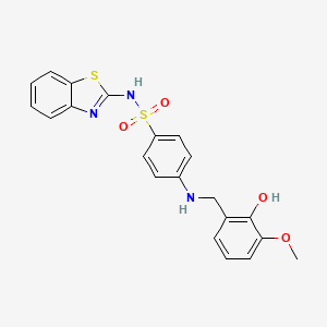 molecular formula C21H19N3O4S2 B609151 N-(1,3-苯并噻唑-2-基)-4-[(2-羟基-3-甲氧基苯基)甲基氨基]苯磺酰胺 CAS No. 1532593-30-8