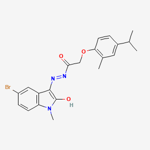 molecular formula C21H22BrN3O3 B6091660 N'~1~-(5-BROMO-1-METHYL-2-OXO-1,2-DIHYDRO-3H-INDOL-3-YLIDEN)-2-(4-ISOPROPYL-2-METHYLPHENOXY)ACETOHYDRAZIDE 