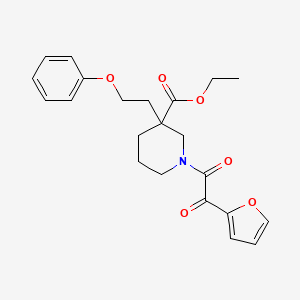 molecular formula C22H25NO6 B6091682 ethyl 1-[2-furyl(oxo)acetyl]-3-(2-phenoxyethyl)-3-piperidinecarboxylate 