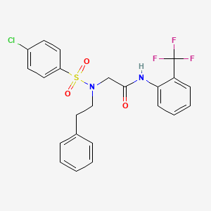 molecular formula C23H20ClF3N2O3S B6091724 N~2~-[(4-chlorophenyl)sulfonyl]-N~2~-(2-phenylethyl)-N~1~-[2-(trifluoromethyl)phenyl]glycinamide 