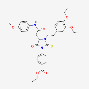 molecular formula C33H37N3O7S B6091747 ETHYL 4-{3-[2-(3,4-DIETHOXYPHENYL)ETHYL]-4-{[(4-METHOXYPHENYL)CARBAMOYL]METHYL}-5-OXO-2-SULFANYLIDENEIMIDAZOLIDIN-1-YL}BENZOATE 