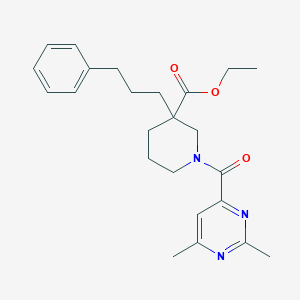 molecular formula C24H31N3O3 B6091799 ethyl 1-[(2,6-dimethyl-4-pyrimidinyl)carbonyl]-3-(3-phenylpropyl)-3-piperidinecarboxylate 