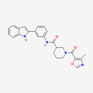 molecular formula C25H24N4O3 B6091859 N-[3-(1H-indol-2-yl)phenyl]-1-[(4-methyl-1,3-oxazol-5-yl)carbonyl]-3-piperidinecarboxamide 