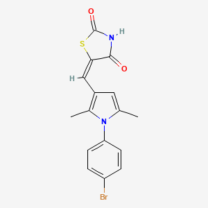 molecular formula C16H13BrN2O2S B6091908 5-{[1-(4-bromophenyl)-2,5-dimethyl-1H-pyrrol-3-yl]methylene}-1,3-thiazolidine-2,4-dione 