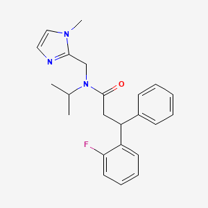 molecular formula C23H26FN3O B6091993 3-(2-fluorophenyl)-N-isopropyl-N-[(1-methyl-1H-imidazol-2-yl)methyl]-3-phenylpropanamide 