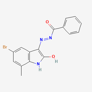 molecular formula C16H12BrN3O2 B6092366 N'-(5-bromo-7-methyl-2-oxo-1,2-dihydro-3H-indol-3-ylidene)benzohydrazide 