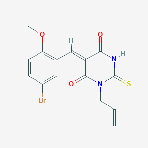 molecular formula C15H13BrN2O3S B6092398 (5Z)-5-(5-bromo-2-methoxybenzylidene)-1-(prop-2-en-1-yl)-2-thioxodihydropyrimidine-4,6(1H,5H)-dione 
