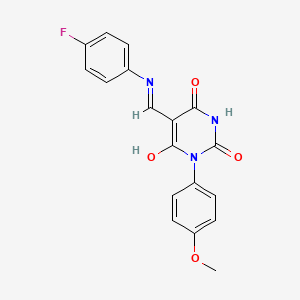 molecular formula C18H14FN3O4 B6092406 (5Z)-5-{[(4-FLUOROPHENYL)AMINO]METHYLIDENE}-1-(4-METHOXYPHENYL)-1,3-DIAZINANE-2,4,6-TRIONE 