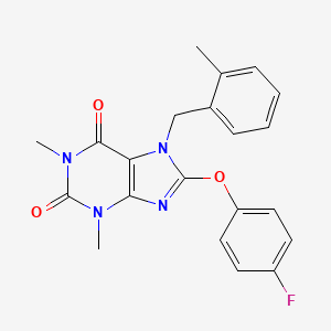 molecular formula C21H19FN4O3 B6092449 8-(4-FLUOROPHENOXY)-1,3-DIMETHYL-7-[(2-METHYLPHENYL)METHYL]-2,3,6,7-TETRAHYDRO-1H-PURINE-2,6-DIONE 