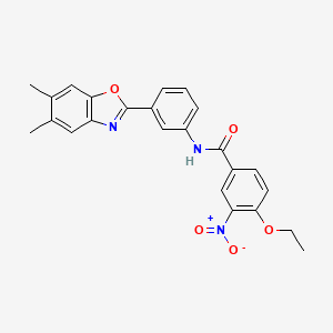 molecular formula C24H21N3O5 B6092657 N-[3-(5,6-dimethyl-1,3-benzoxazol-2-yl)phenyl]-4-ethoxy-3-nitrobenzamide 