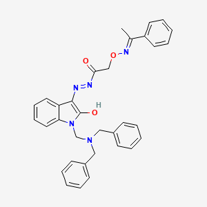 molecular formula C33H31N5O3 B6092675 N-[1-[(dibenzylamino)methyl]-2-hydroxyindol-3-yl]imino-2-[(E)-1-phenylethylideneamino]oxyacetamide 