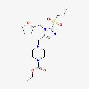molecular formula C19H32N4O5S B6092682 ethyl 4-{[2-(propylsulfonyl)-1-(tetrahydro-2-furanylmethyl)-1H-imidazol-5-yl]methyl}-1-piperazinecarboxylate 