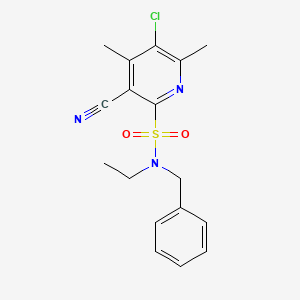 molecular formula C17H18ClN3O2S B6092777 N-benzyl-5-chloro-3-cyano-N-ethyl-4,6-dimethylpyridine-2-sulfonamide 