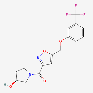 molecular formula C16H15F3N2O4 B6092794 [(3S)-3-hydroxypyrrolidin-1-yl]-[5-[[3-(trifluoromethyl)phenoxy]methyl]-1,2-oxazol-3-yl]methanone 