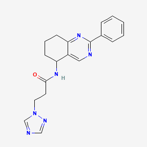 molecular formula C19H20N6O B6092802 N-(2-phenyl-5,6,7,8-tetrahydro-5-quinazolinyl)-3-(1H-1,2,4-triazol-1-yl)propanamide 