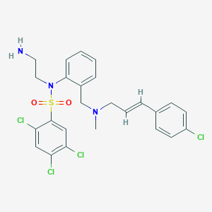 molecular formula C25H25Cl4N3O2S B060930 N-(2-aminoethyl)-2,4,5-trichloro-N-[2-[[[(E)-3-(4-chlorophenyl)prop-2-enyl]-methylamino]methyl]phenyl]benzenesulfonamide CAS No. 176181-81-0