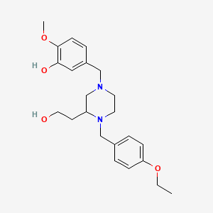 molecular formula C23H32N2O4 B6093053 5-{[4-(4-ethoxybenzyl)-3-(2-hydroxyethyl)-1-piperazinyl]methyl}-2-methoxyphenol 