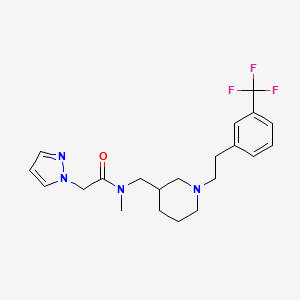 molecular formula C21H27F3N4O B6093057 N-methyl-2-(1H-pyrazol-1-yl)-N-[(1-{2-[3-(trifluoromethyl)phenyl]ethyl}-3-piperidinyl)methyl]acetamide 