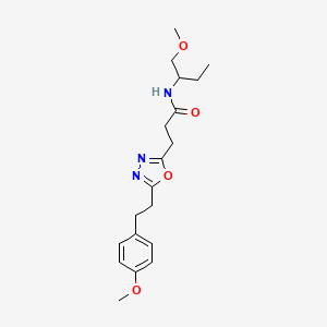 molecular formula C19H27N3O4 B6093139 N-[1-(methoxymethyl)propyl]-3-{5-[2-(4-methoxyphenyl)ethyl]-1,3,4-oxadiazol-2-yl}propanamide 