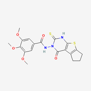 molecular formula C19H19N3O5S2 B6093153 N-(2-mercapto-4-oxo-6,7-dihydro-4H-cyclopenta[4,5]thieno[2,3-d]pyrimidin-3(5H)-yl)-3,4,5-trimethoxybenzamide 