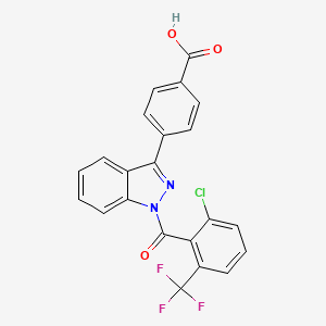 molecular formula C22H12ClF3N2O3 B609316 4-{1-[2-Chloro-6-(Trifluoromethyl)benzoyl]-1h-Indazol-3-Yl}benzoic Acid CAS No. 1392809-08-3