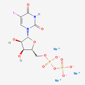 molecular formula C9H10IN2Na3O12P2 B609321 trisodium;[[(2R,3S,4R,5R)-3,4-dihydroxy-5-(5-iodo-2,4-dioxopyrimidin-1-yl)oxolan-2-yl]methoxy-oxidophosphoryl] phosphate CAS No. 1448858-83-0