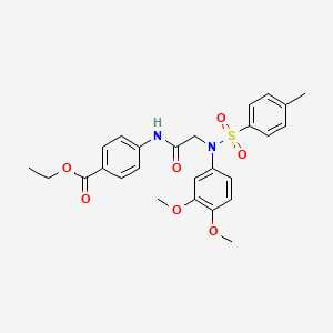 molecular formula C26H28N2O7S B6093378 Ethyl 4-{2-[N-(3,4-dimethoxyphenyl)4-methylbenzenesulfonamido]acetamido}benzoate 