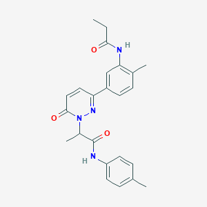 molecular formula C24H26N4O3 B6093427 N-(4-methylphenyl)-2-{3-[4-methyl-3-(propanoylamino)phenyl]-6-oxopyridazin-1(6H)-yl}propanamide 