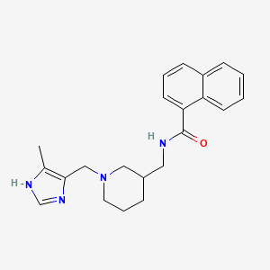 molecular formula C22H26N4O B6093494 N-({1-[(4-methyl-1H-imidazol-5-yl)methyl]-3-piperidinyl}methyl)-1-naphthamide 
