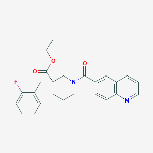 molecular formula C25H25FN2O3 B6093511 ethyl 3-(2-fluorobenzyl)-1-(6-quinolinylcarbonyl)-3-piperidinecarboxylate 