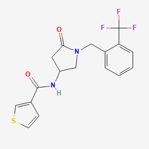molecular formula C17H15F3N2O2S B6093536 N-{5-oxo-1-[2-(trifluoromethyl)benzyl]-3-pyrrolidinyl}-3-thiophenecarboxamide 