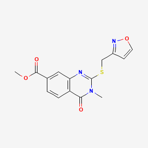 molecular formula C15H13N3O4S B6093691 methyl 2-[(3-isoxazolylmethyl)thio]-3-methyl-4-oxo-3,4-dihydro-7-quinazolinecarboxylate 
