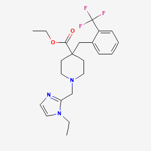 molecular formula C22H28F3N3O2 B6093723 ethyl 1-[(1-ethyl-1H-imidazol-2-yl)methyl]-4-[2-(trifluoromethyl)benzyl]-4-piperidinecarboxylate 