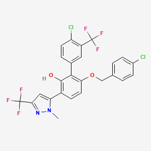 molecular formula C25H16Cl2F6N2O2 B609374 MYCi975 
