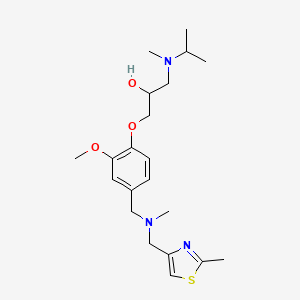 molecular formula C21H33N3O3S B6093779 1-[2-methoxy-4-[[methyl-[(2-methyl-1,3-thiazol-4-yl)methyl]amino]methyl]phenoxy]-3-[methyl(propan-2-yl)amino]propan-2-ol 