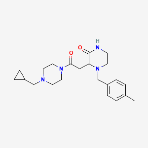molecular formula C22H32N4O2 B6093785 3-{2-[4-(cyclopropylmethyl)-1-piperazinyl]-2-oxoethyl}-4-(4-methylbenzyl)-2-piperazinone 