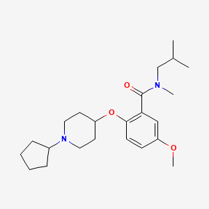 molecular formula C23H36N2O3 B6093790 2-[(1-cyclopentyl-4-piperidinyl)oxy]-N-isobutyl-5-methoxy-N-methylbenzamide 