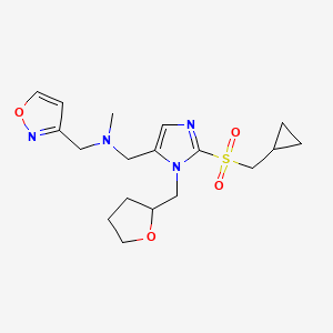 molecular formula C18H26N4O4S B6093814 1-[2-[(cyclopropylmethyl)sulfonyl]-1-(tetrahydro-2-furanylmethyl)-1H-imidazol-5-yl]-N-(3-isoxazolylmethyl)-N-methylmethanamine 