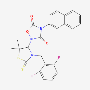 molecular formula C24H19F2N3O3S2 B6093833 2-[3-[(2,6-Difluorophenyl)methyl]-5,5-dimethyl-2-sulfanylidene-1,3-thiazolidin-4-yl]-4-naphthalen-2-yl-1,2,4-oxadiazolidine-3,5-dione 