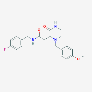 molecular formula C22H26FN3O3 B6093893 N-(4-fluorobenzyl)-2-[1-(4-methoxy-3-methylbenzyl)-3-oxo-2-piperazinyl]acetamide 
