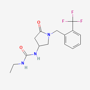 molecular formula C15H18F3N3O2 B6093942 N-ethyl-N'-{5-oxo-1-[2-(trifluoromethyl)benzyl]-3-pyrrolidinyl}urea 