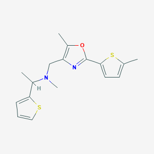 molecular formula C17H20N2OS2 B6094061 N-methyl-N-[[5-methyl-2-(5-methylthiophen-2-yl)-1,3-oxazol-4-yl]methyl]-1-thiophen-2-ylethanamine 