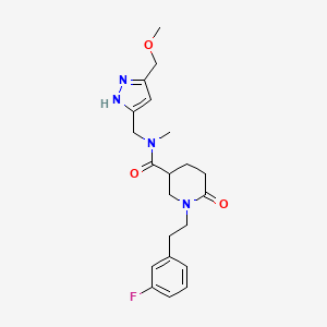 molecular formula C21H27FN4O3 B6094064 1-[2-(3-fluorophenyl)ethyl]-N-[[3-(methoxymethyl)-1H-pyrazol-5-yl]methyl]-N-methyl-6-oxopiperidine-3-carboxamide 
