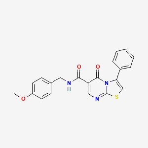 molecular formula C21H17N3O3S B6094104 N-(4-methoxybenzyl)-5-oxo-3-phenyl-5H-[1,3]thiazolo[3,2-a]pyrimidine-6-carboxamide 