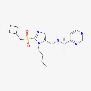 molecular formula C20H31N5O2S B6094376 N-[[3-butyl-2-(cyclobutylmethylsulfonyl)imidazol-4-yl]methyl]-N-methyl-1-pyrimidin-4-ylethanamine 