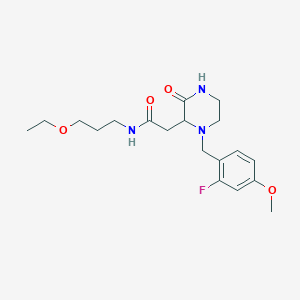 molecular formula C19H28FN3O4 B6094433 N-(3-ethoxypropyl)-2-[1-(2-fluoro-4-methoxybenzyl)-3-oxo-2-piperazinyl]acetamide 